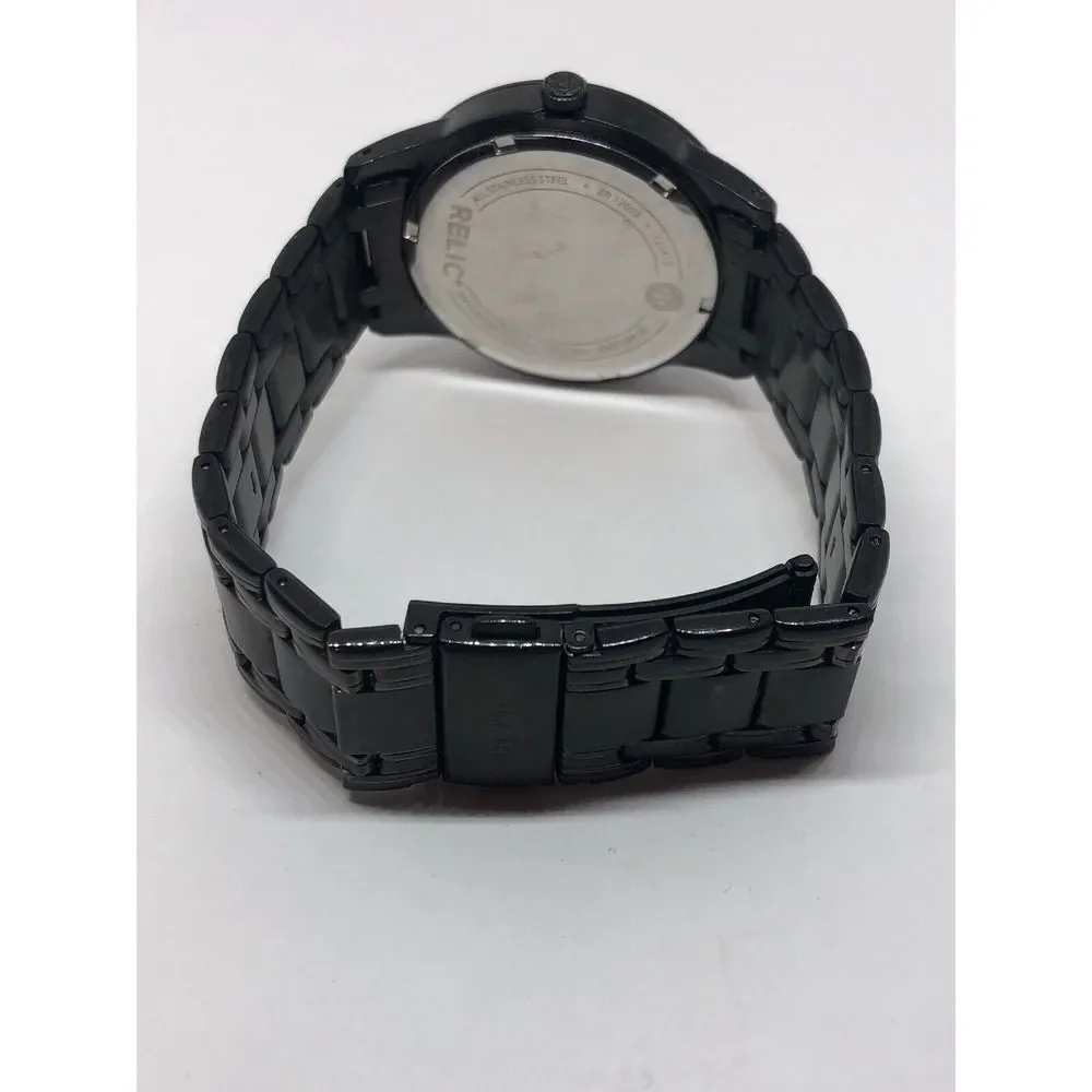 Relic ZR12053 Men's Black Stainless Steel Analog Black Dial Quartz Watch HO174